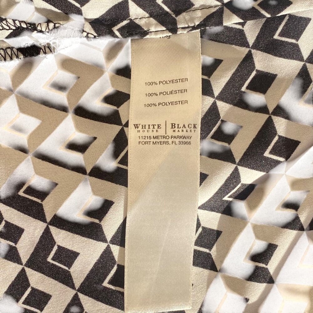 White House Black Market Sleeveless Geometric Print Blouse Womens Size 0 Keyhole - Picture 8 of 13
